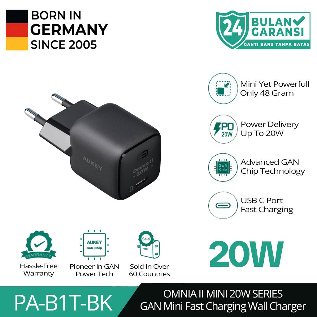 AUKEY Charger Type C 20W GAN PD 3.0 Fast Charging Black & White PA-B1T - Gambar 3