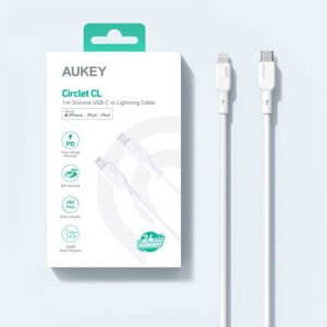 AUKEY Kabel Charger USB-C to Lightning MFI CB-SCL1 White Silicone 1M