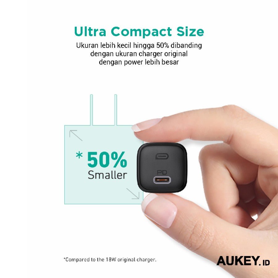 AUKEY Charger Type C 20W GAN PD 3.0 Fast Charging Black & White PA-B1T - Gambar 5