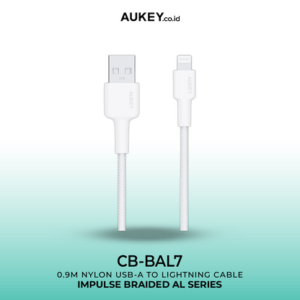 AUKEY Kabel Charger USB-A ke Lightning MFI 1 Meter Jalinan Nilon CB-BAL7