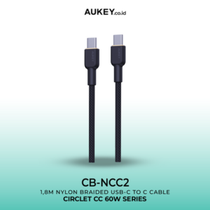 AUKEY Kabel Charger CB-NCC2 USB-C ke USB-C  60W Nilon 1,8m