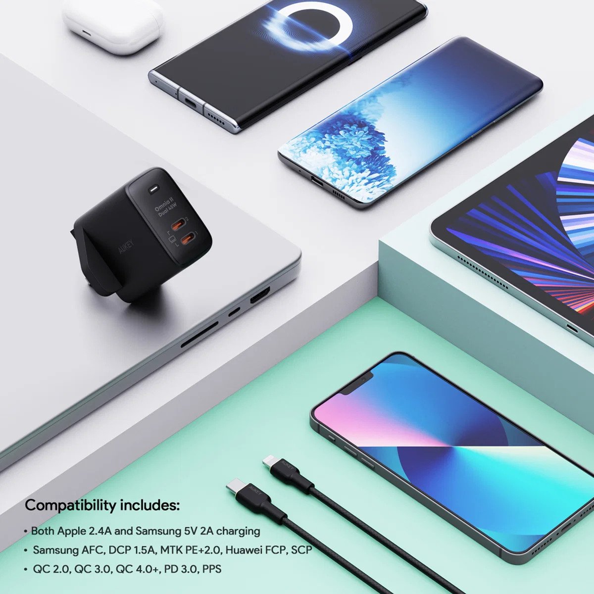 AUKEY PA-B4T Omnia II 45W Charger Teknologi GaN, Fast Charging USB-C - Gambar 4