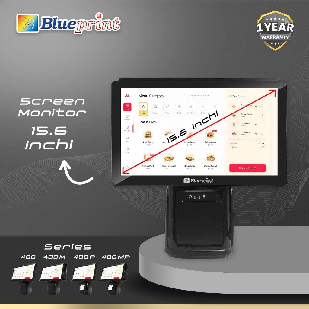 BLUEPRINT Mesin Kasir All in One / TPOS 400MP - Android | Touch Screen 15.6" | 4GB/64GB - Gambar 5