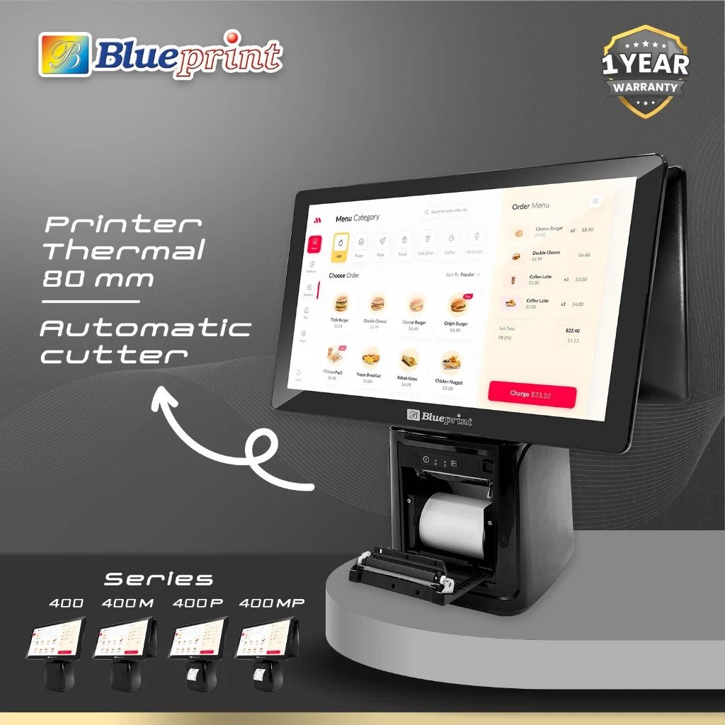BLUEPRINT Mesin Kasir All in One / TPOS 400MP - Android | Touch Screen 15.6" | 4GB/64GB - Gambar 6