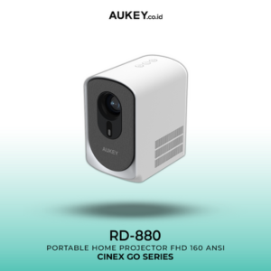 AUKEY Mini Portable Home Projector 160 Ansi Lumens Audio Jack Bluetooth HDMI RD-880